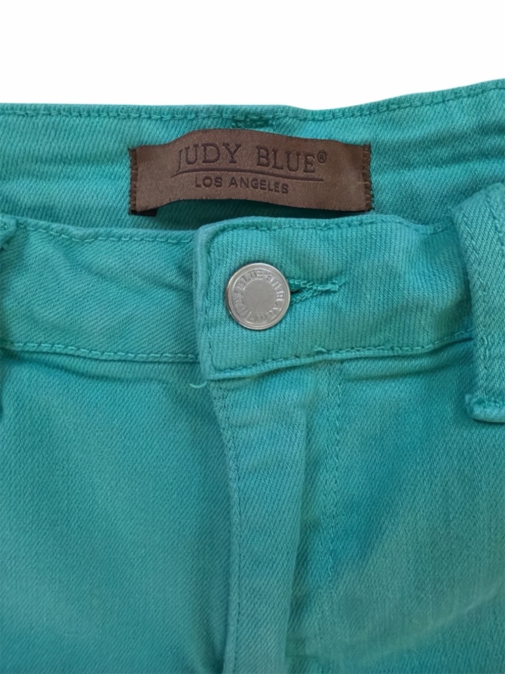 Judy Blue Aquamarine Garment Dyed Fray Hem Denim Shorts Size Large NWOT - Picture 5 of 11